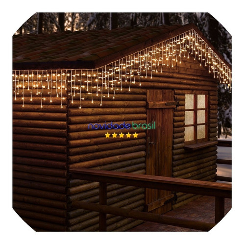 Cascata 400 Leds Fixo Prova D'água 9,5m Natal 220v Cor das luzes Branco-quente