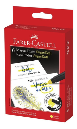 Caneta Marca Texto Supersoft Gel Amarelo C/6und - Faber