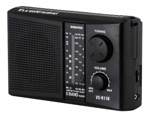 Radio Sonivox Am Fm Vs-r118 Portátil 5 Banda Con Antena 