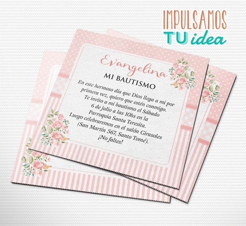 Invitación Bautismo Nena Con Flores Imprimible