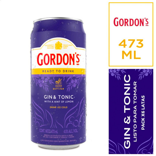 Gin Gordon's Tonic Ready To Drink Pack X6 
