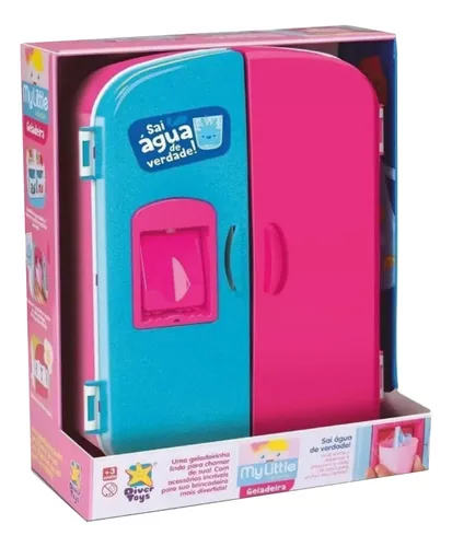 Heladera De Juguete Con Dispenser De Agua Divertoys Color Turquesa Con Rosa
