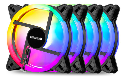 Pack De 4 X Cooler Led Airboom Ab111 Double Halo Rainbow