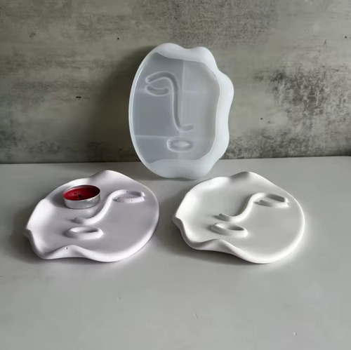Molde De Silicona Para Charola Con Forma De Cara Yeso Cement
