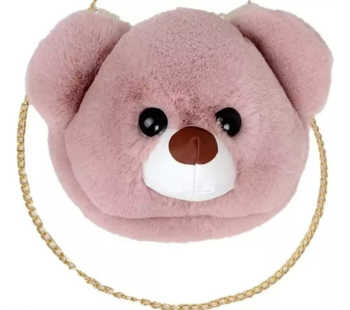 Bolsa Cabeza De Oso Bandolera Crossbody Afelpada Con Cadena