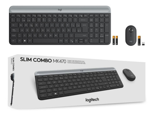 Kit Teclado Y Mouse Inalambrico Logitech Mk470 Grafito Negro