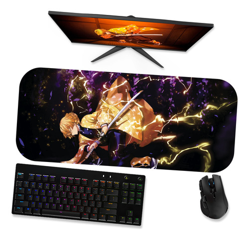 Mouse Pad Gamer Grande 70x30cm - Demon Slayer Zenitsu 3