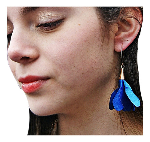 Aros Acero Copihues Azul