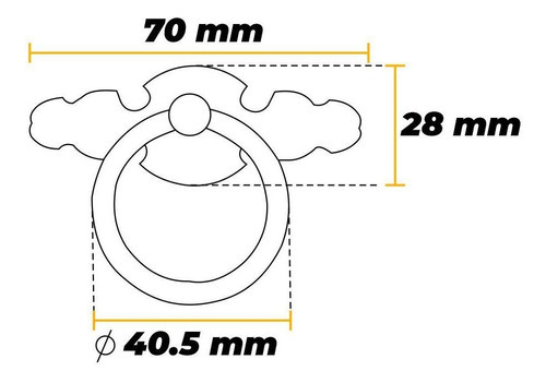 Puxador Colonial Argola Decorativo Em Ouro Velho Pardo 4unid