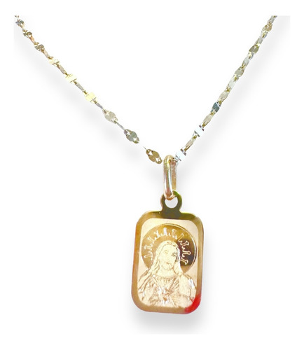 Cadena Y Medalla Laser Sagrado Corazón Jesús 1.1x0.8 Oro 10k