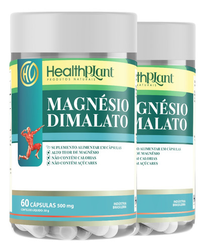 Kit 2 X Magnésio Dimalato Premium 60 Cápsulas Sem Sabor