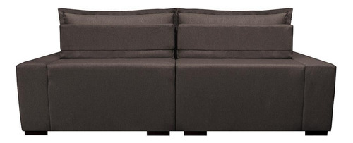 Sofá Retrátil Cama Inbox Premium Linho 2,12m Marrom Desenho Do Tecido Liso