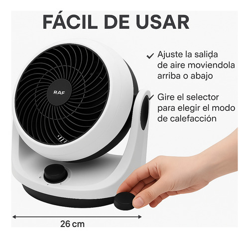Calefactor Electico Portátil Caliente Frio Raf 2000w 90°