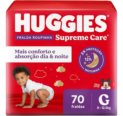 Fraldas Huggies Roupinha Supreme Care G 70 Unidades