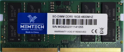 Memória 16gb Ddr5 4800mhz Memtech Mi16g48c40s5 Sodimm