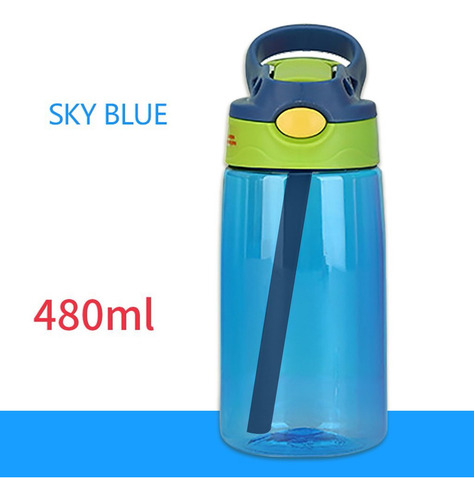 Botella De Agua Para Niños De 480 Ml Con Tapa De Pajita Y As