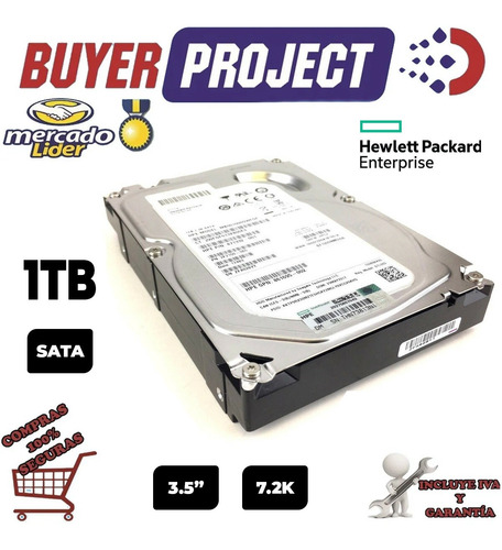 Imagen 2 de 6 de Disco Duro Hp Servidor 1tb Sata 6g 7.2k 3.5 Lff Mdl Hot Plug