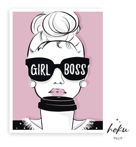 Imagen 1 de 10 de Láminas Para Cuadros -30x40 Moda Gafas Café Estilo Girl Boss