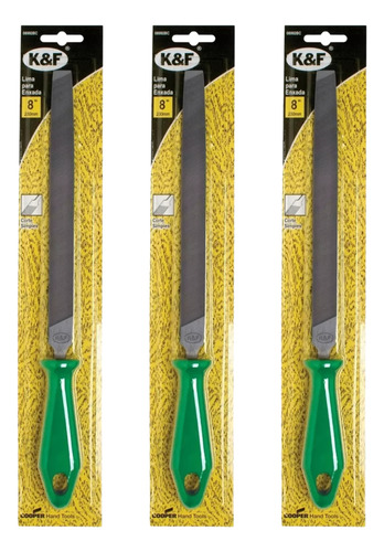 Kit 3x Lima Chata 200mm 8'' Com Cabo Para Afiar Ferramentas