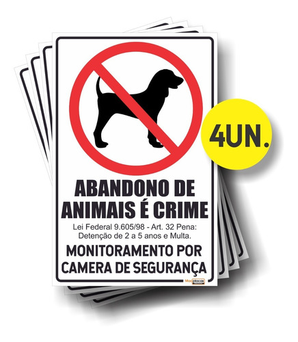 Placas Abandonar Animais É Crime 20x30 4un
