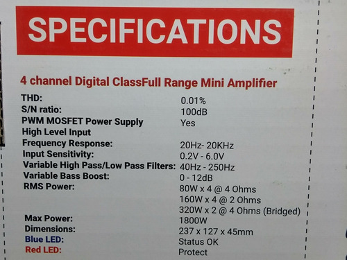 Imagen 4 de 8 de Amplificador. Nano. 4 CanalesRockseries .mod:rks-p800.4dm.