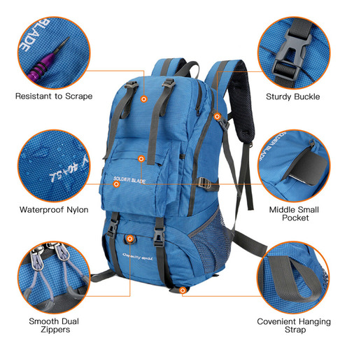 Mochila De 45 L Para Acampar Y Senderismo, Gran Capacidad, A