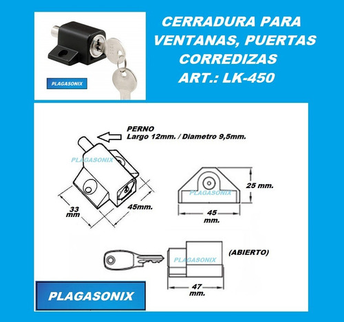 Imagen 2 de 10 de Cerradura Puerta Ventana Corrediza Lk450 Blanca Premium