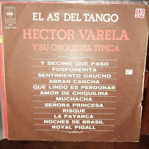 Vinilo Hector Varela Su Orquesta Tipica El As Del Tango T2