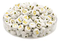 Comprar 720u Cuentas Letras Vocales Redonda Planas Dorada 7mm