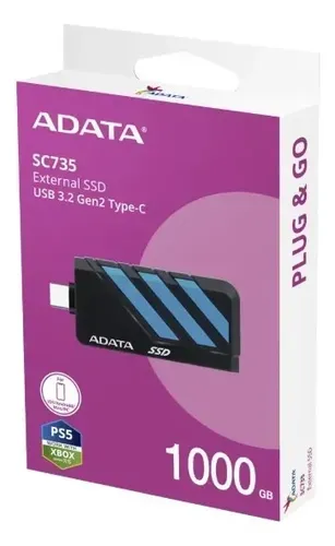 Ssd Externo Adata Sc735, 1tb, Usb 3.2 Gen2 Type-c Azul | Frete grátis