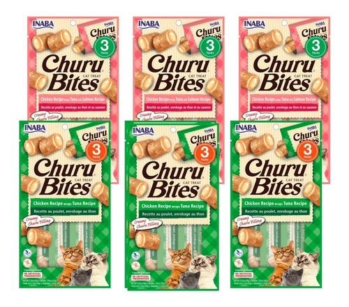 Churu Bites Mix Variedades - Pack De 6 - Snack Premio Gatos