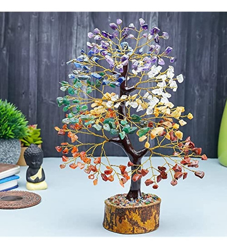 7 Chakra Tree Of Life - Árbol De Cristal Para Energía Positi