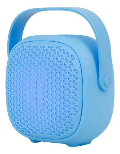 Mini Parlante Bluetooth Portátil Recargable Luces Led Fm Celeste
