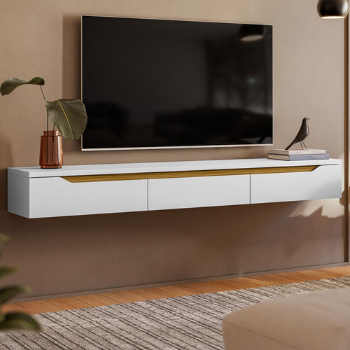 Rack Para Tv Até 65 Polegadas Suspenso Nuke 3 Portas Cor Branco