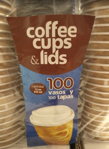 Vasos Para Cafe 100 Pack Con Tapa 12oz