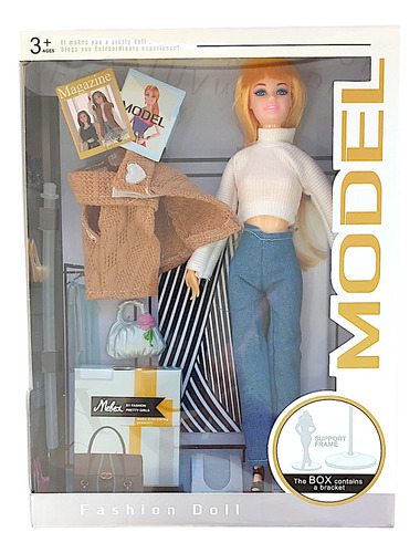 Muñeca Lucky Gift Model Fashion Doll Pantalón Jean 29cm