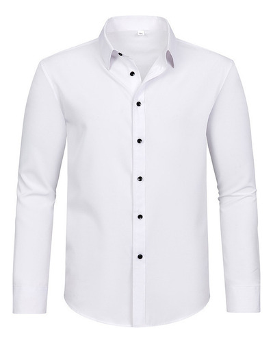Camisa Elástica Manga Larga Para Hombre Talla Grande
