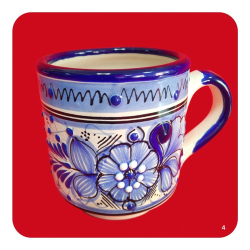 Imagen 6 de 10 de Tarro Taza De Talavera Poblana Azul Grande 500ml. Tz