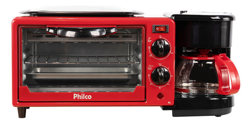 Forno de bancada elétrico Philco 56101087 9L vermelho 127V