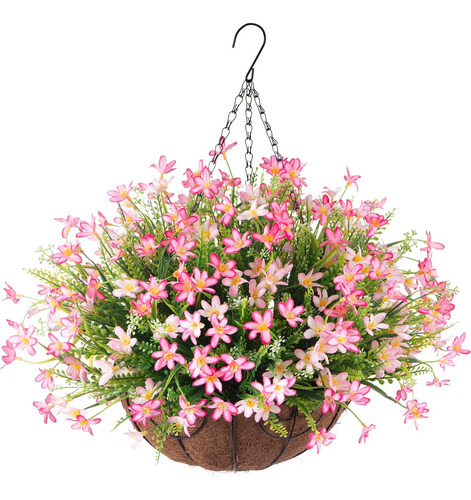 Ammyoo Flores Colgantes Artificiales Con Canasta, Arreglo De