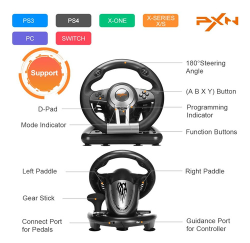 Volante De Carreras Pxn V3 Pro Con Pedales Para Xbox One, Xb
