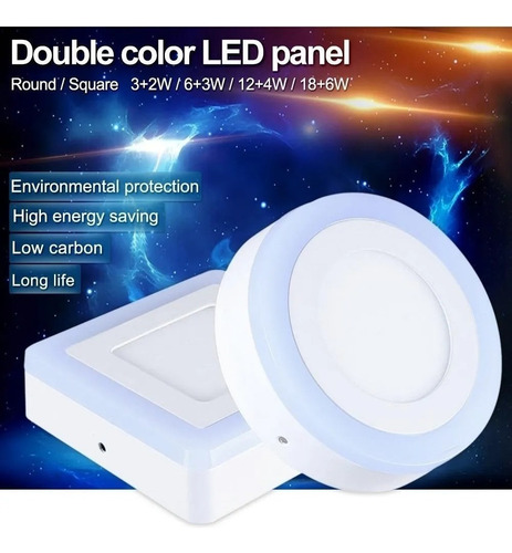 Foco Panel Led Plafón Led Bicolor Sobrepuesto 18w + 6w/040