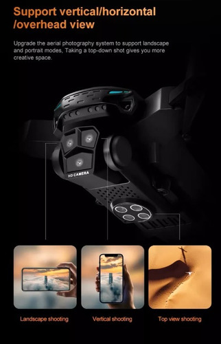 Mini Drone Plegable Wifi Triple Camara Hd Control C/pantalla Foto