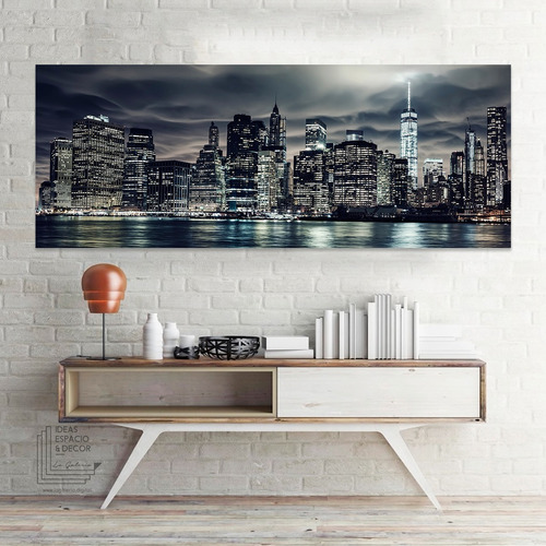 Cuadro Ciudad Nueva York Decorativo Moderno En Canvas Panorá