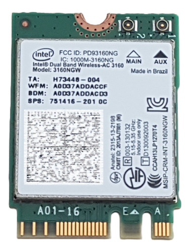 Placa Intel Wifi 3160ngw Ngff M.2 Para Hp Compaq Cq-17