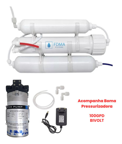 Filtro Osmose Reversa 100gpd + Deionizador Compacto + Bomba