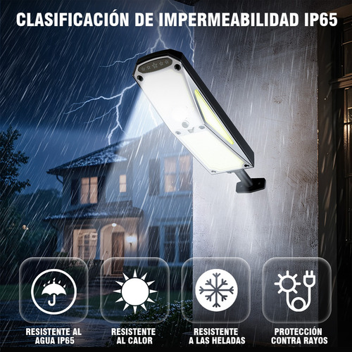 Luz Solar De Pared Sensor Solar De Pared 3modos+remote 6000k