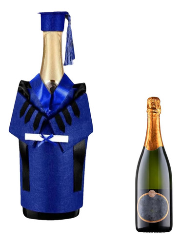 Funda Botella Vino Fieltro Vestido Y Sombrero De Graduación