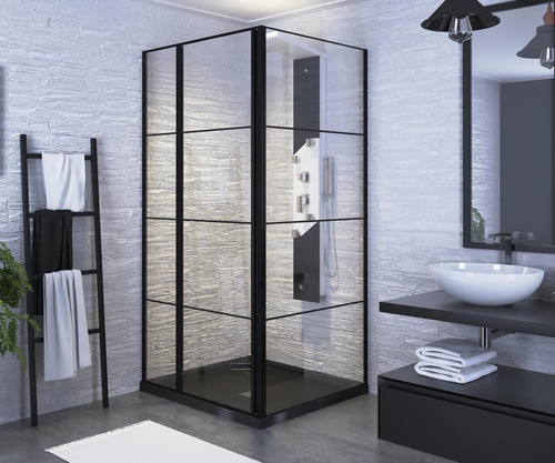 Columna De Ducha 4 Jets Cristal Negro Oslo - Gorena Agua