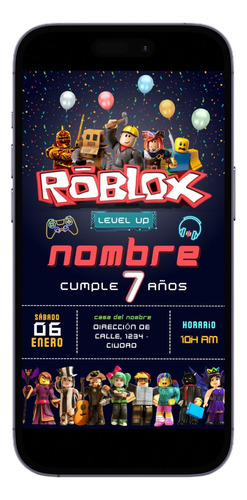 Kit Imprimible Cumpleaños, Roblox, Invitación Y Toppers